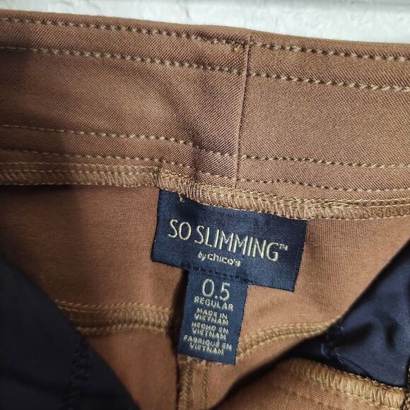 So Slimming By Chico's Ankle Pants Women's 0.5 Small Brown Stretch Skinny Leg - Picture 6 of 8